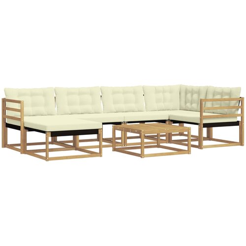  Set vanjskih sofa 7 kom. Bijela i krem Čvrsto drvo akacije 79 x 79 x 37 cm Slike