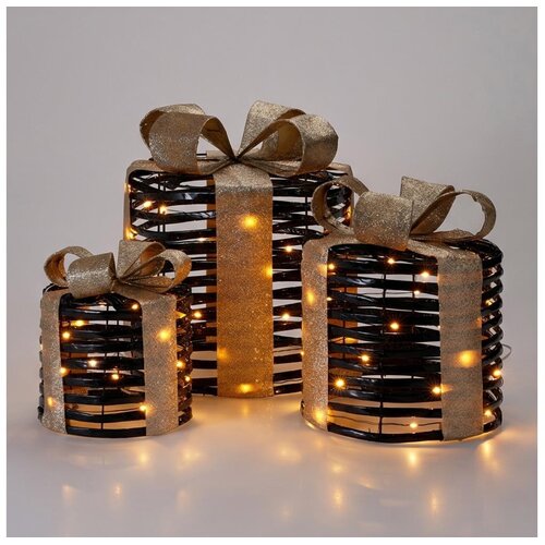  SET 3x LED božićne dekoracije 90xLED/2xAA + 3xAA + 3xAA topla bela pokloni/crna Slike