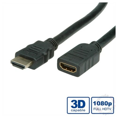 Rotronic Value HDMI High Speed Cable with Ethernet, HDMI M - HDMI F 1 m kabal Slike