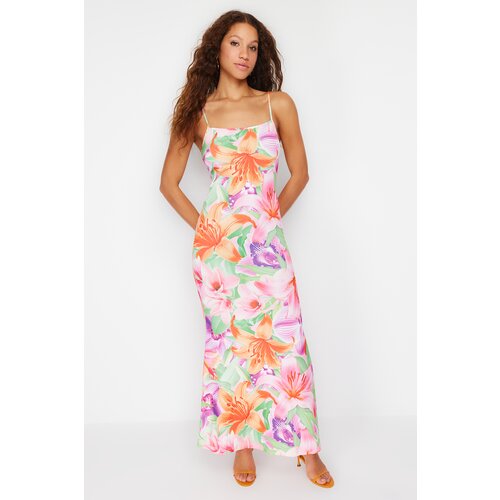 Trendyol Multi Color Floral Bodycone/Sleeping Strap Maxi Stretchy Knitted Maxi Dress Slike