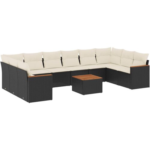  11-dijelni set vrtnih sofa od poliratana s jastucima crni Crna 61 x 62 x 69 cm Slike