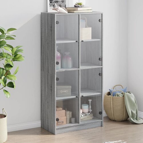 Furnova Visoka omara z vrati siva sonoma 68x37x142 cm inženirski les, (21954831) Cene