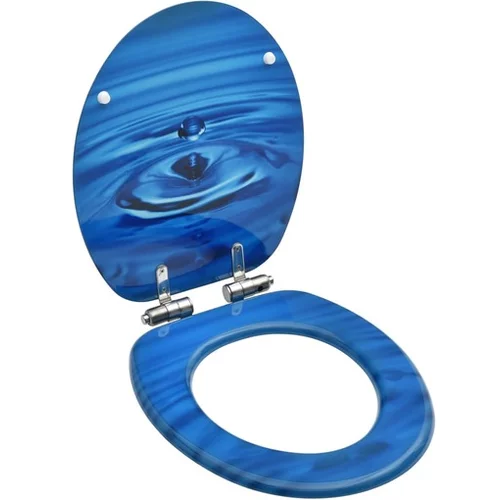  Deska za WC školjko počasno zapiranje MDF modra dizajn kapljice