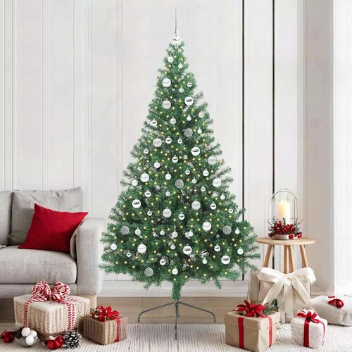 vidaXL Umjetna preddekorirana božićna jelka Zelena 210 cm PVC Cene