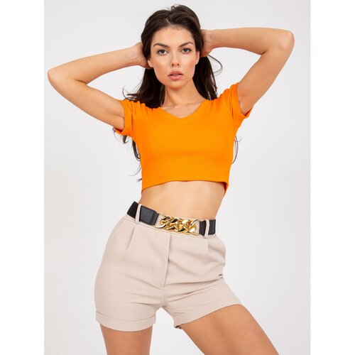 Fashion Hunters Elegant beige shorts with straight legs Slike