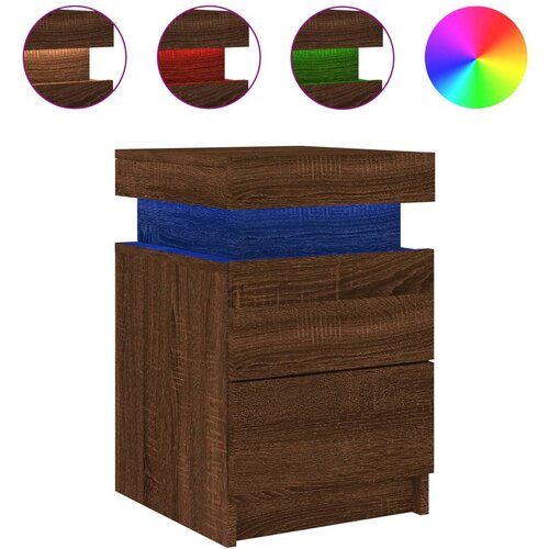 Maison Chic Nočna omarica - Nočna miza z LED lučkami rjavi hrast 35x39x55 cm, (21689825) Cene