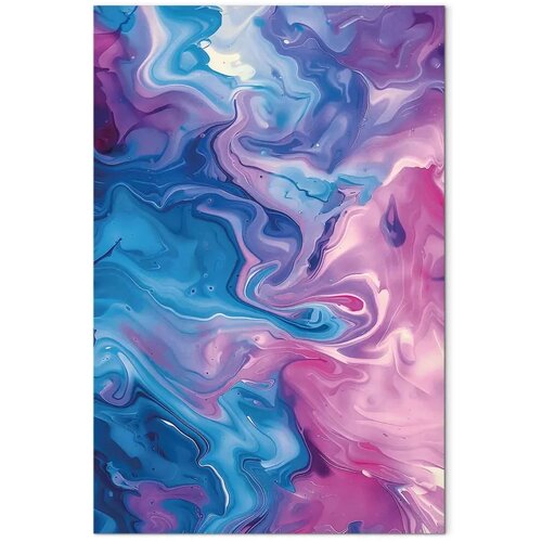  Slika - Night Flows - Abstract Waves in Shades of Blue and Violet 20x30 Cijene