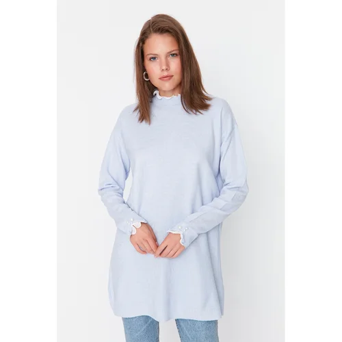 Trendyol Light Blue Sleeves Pearl Detailed Knitwear Sweater