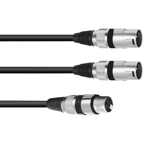 Omnitronic 30225205 XLR adapterski kabel [1x XLR vtičnica 3-polna - 2x XLR vtič 3-polni] 1.50 m črna, (20428025) Cene
