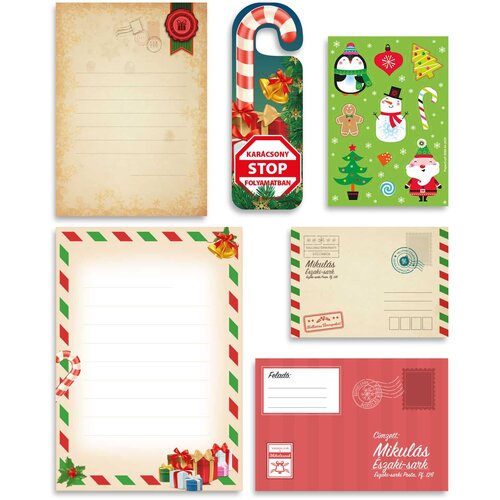Family Christmas pisma božičku z nalepkami in kuvertami ter odgovor božička 12 kos Slike