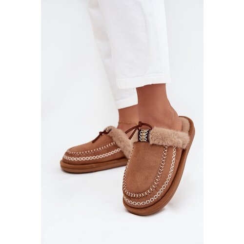 Boto Women&amp;#039;s slippers with fur and embroidery brown Perivelle Slike