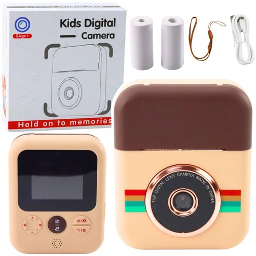 Lean_Toys Otro&amp;scaron;ki digitalni fotoaparat s takoj&amp;scaron;njim tiskalnikom, 3 zvitki rjavega papirja Slike