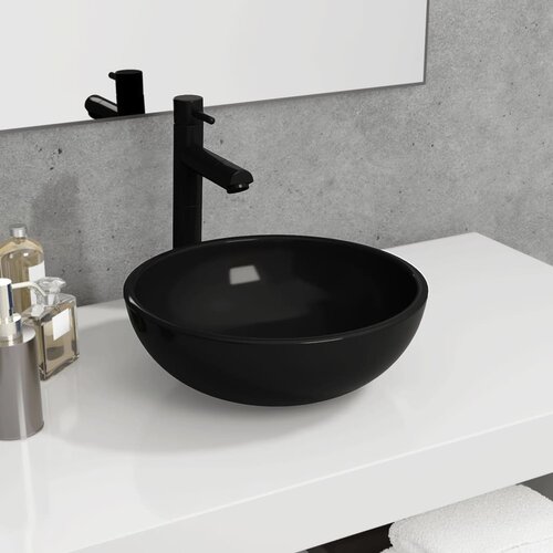 vidaXL Umivalnik kaljeno steklo 35x12 cm črne barve Cene