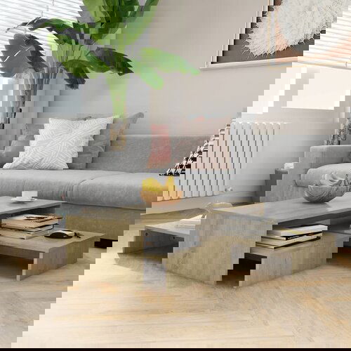 vidaXL Komplet klubskih mizic sonoma hrast 100x100x26,5 cm, iverna pl., (20715554) Cene