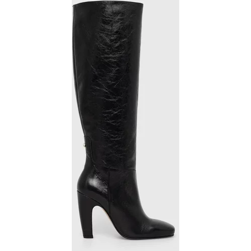 Boss Usnjeni elegantni škornji Aleya ženski, črna barva, 50504504
