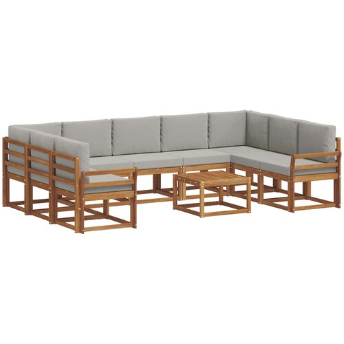  Set vanjskih sofa 10 kom. Prirodna i svijetlo siva Slike