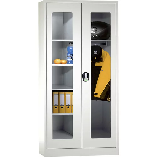 Wolf Večnamenska garderobna omara z elektronsko ključavnico, vrata s šipo, svetlo sive / svetlo sive barve