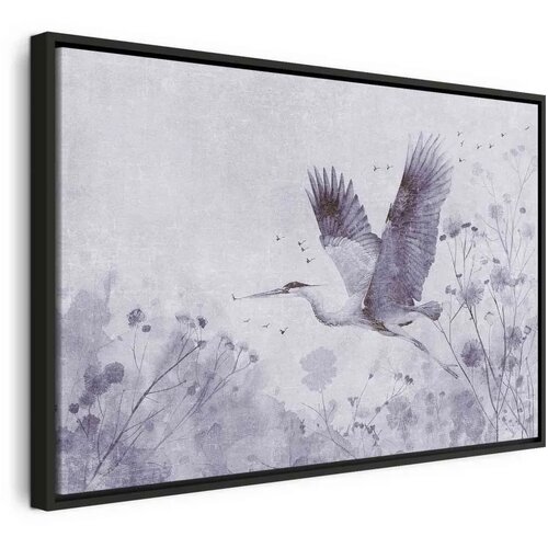  Slika - Majestic flight - a crane in flight in monochrome 60x40 U crnom drvenom okviru Cijene