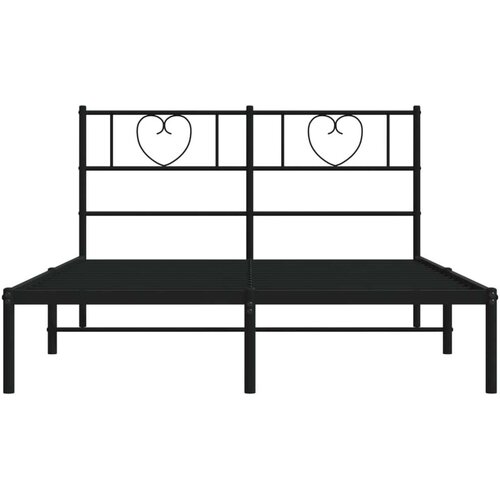 VidaXL Metalni okvir za krevet s uzglavljem crni 150x200 cm Slike
