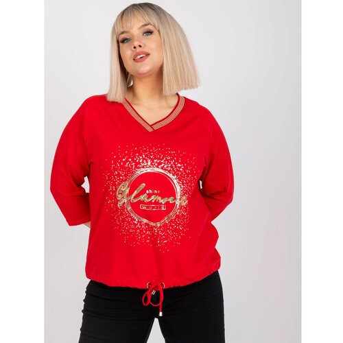 Fashion Hunters Plus size red Maileen V-neck blouse Slike