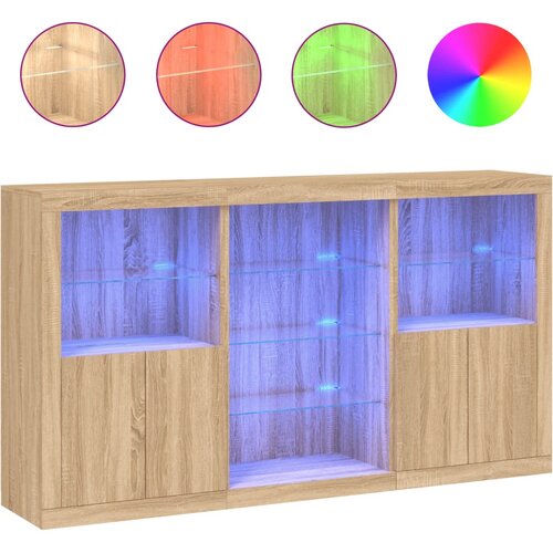 Maison Chic Komoda - Predalnik z LED lučkami sonoma hrast 181,5x37x100cm, (21716623) Slike