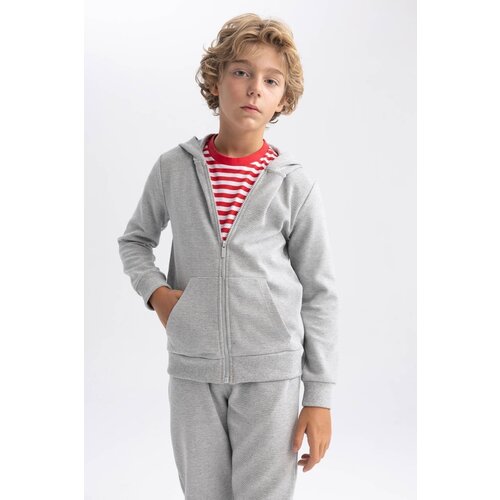 Defacto boy's Gray Hooded School Cardigan Slike