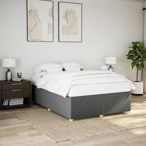 VidaXL Okvir kreveta bez madraca tamnosivi 140 x 200 cm od tkanine Slike
