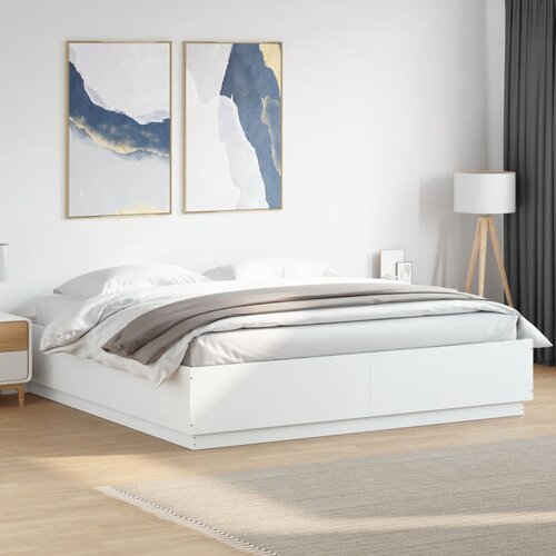 Furnova Posteljni okvir z LED lučkami bel 180x200 cm inženirski les, (21944131) Cene