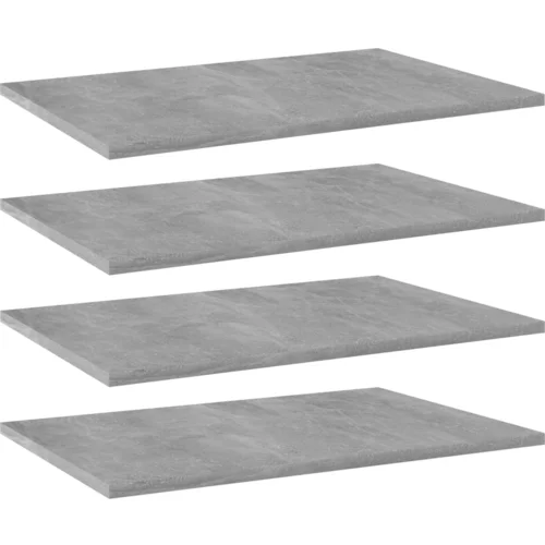 Police za knjige 4 kom siva boja betona 60x40x1,5 cm od iverice