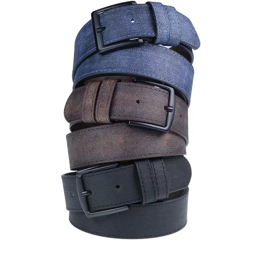 Dewberry R0928 Set Of 3 Mens Belt For Jeans And Canvas-BLACK-BROWN-NAVY