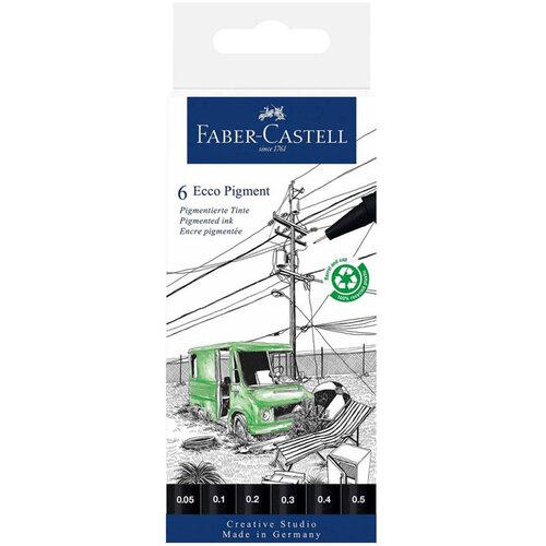 Faber-Castell Flomastri Ecco Pigment, 6 kosov Slike