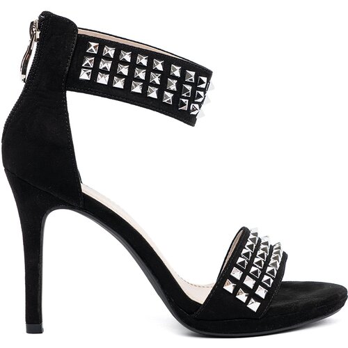 Shelvt Black stiletto sandals with zirconia Slike