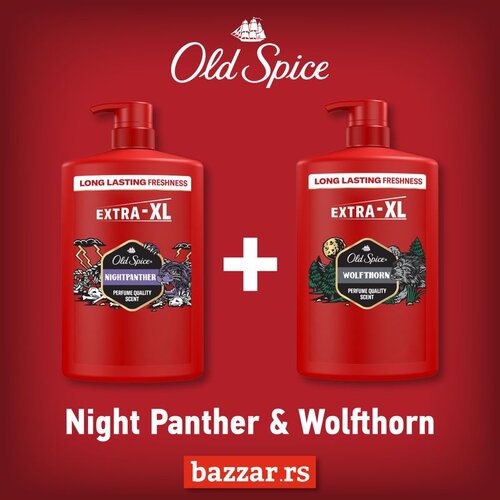 Old Spice gel za tusiranje Night Panther 1000ML + gel za tusiranje Wolfthorn 1000ML Cene
