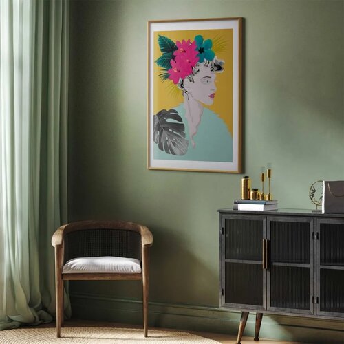  Plakat - Flowers in the Hair 60x90 Zlatni okvir s margom Slike