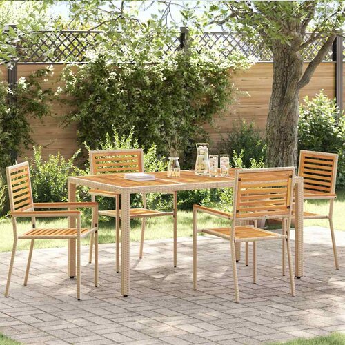 VidaXL Zunanji stoli 4 pcs Krema, Rjava Slike