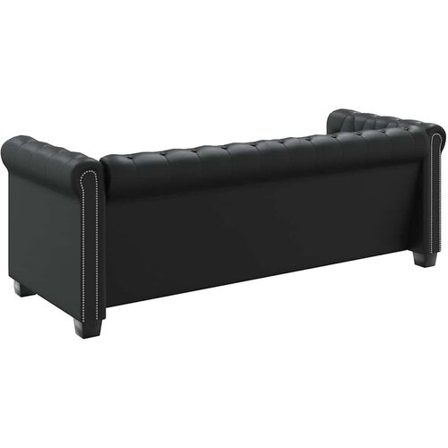 Trosjed Chesterfield od umjetne kože crni Slike