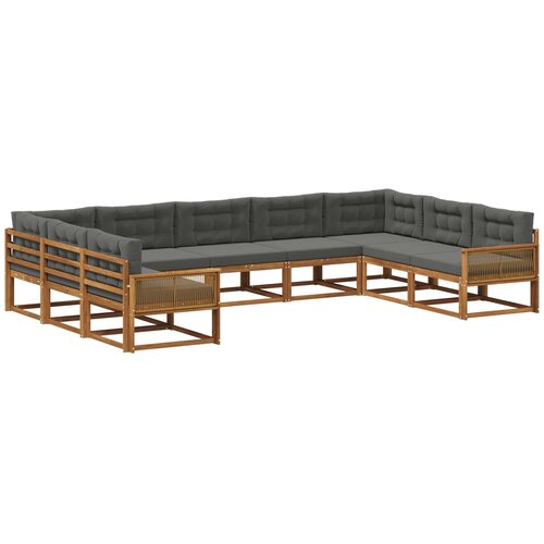 vidaXL Zunanja garnitura za sedenje 9 pcs Naravna in antracitna, (5000280876) Cene
