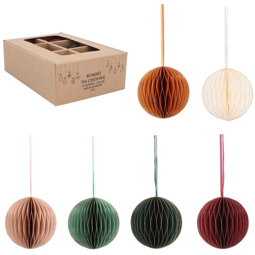 Molarem Home Set od 6 papirnatih božićnih ukrasnih kuglica u različitim bojama Slike