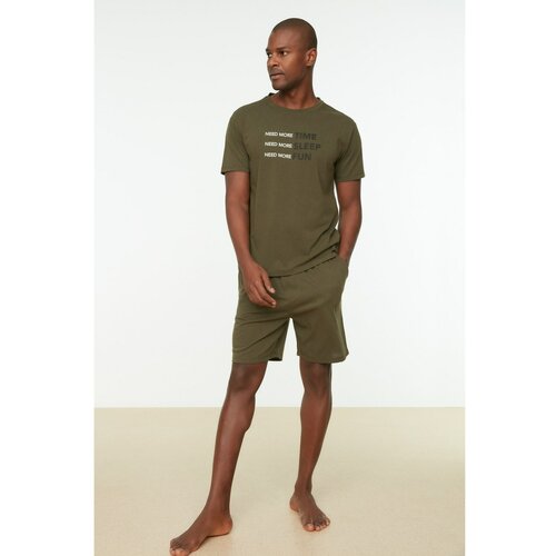 Trendyol Khaki Men's Regular Fit Printed Pajamas Set Slike