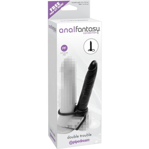 Pipedream analfantasy Double Trouble - pritrdljiv analni dildo (črn) Slike