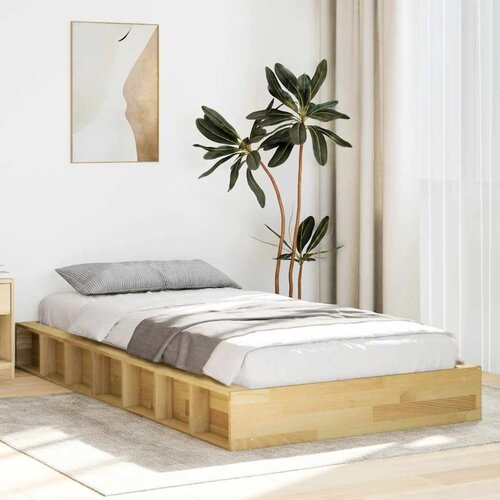 vidaXL posteljni okvir brez vzmetnice 100x200 cm masivni les hrast Cene