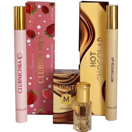 Neo Parfum Ženski set parfema Hot Chocolad, EDT 17 ml + Clubnichka, EDP 17 ml + Parfemsko ulje Monti Chocolate, 6 ml Cene