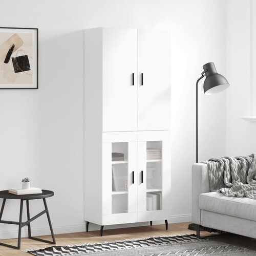 VidaXL Visoka omara bela 69,5x34x180 cm inženirski les Slike