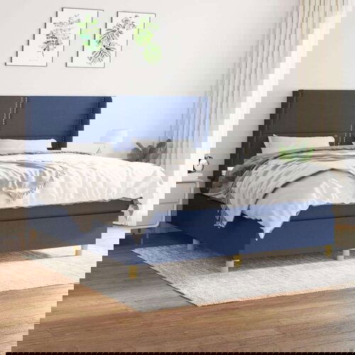  Krevet s oprugama i madracem plavi 180x200 cm od tkanine Slike
