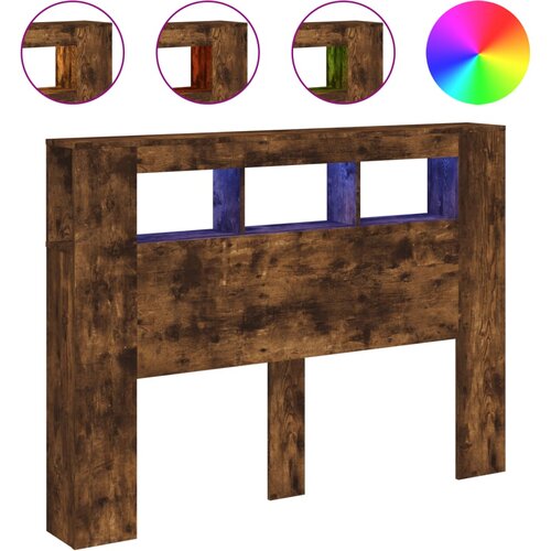 Maison Chic led posteljno vzglavje - vzglavna omarica - nočna omarica dimljen hrast 140x18,5x103,5 cm inž. les, (21713012) Cene