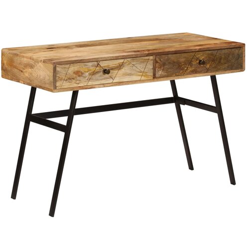 VidaXL Pisalna miza s predali trden mangov les 110x50x76 cm Slike