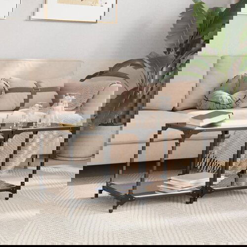 vidaXL Stolići za kavu s crnim staklenim vrhom 2 kom 40x40x40 cm čelik Cijene