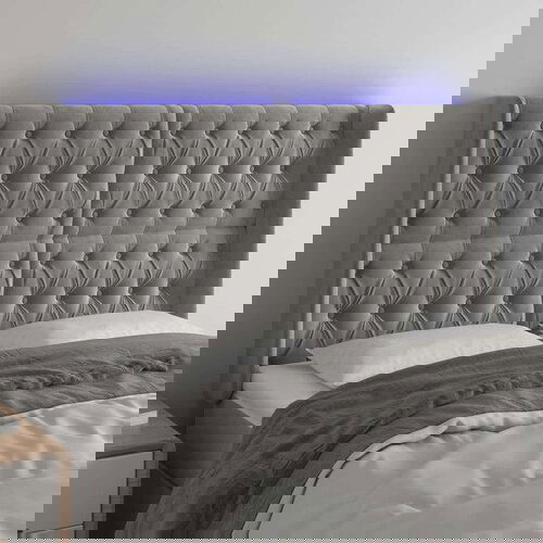  Posteljno vzglavje svetlo sivo 163x16x118/128 cm žamet, (20793725) Slike