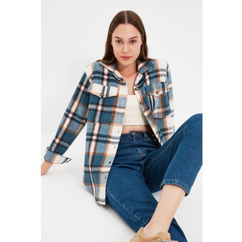 Trendyol Blue Plaid Tall Shirt Slike