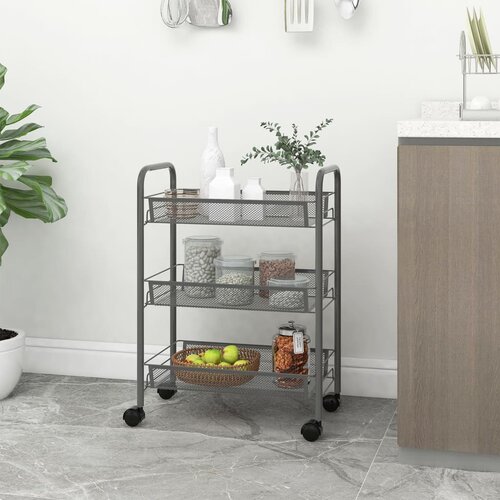 VidaXL Kuhinjska kolica s 3 razine siva 46 x 26 x 64 cm željezna Slike